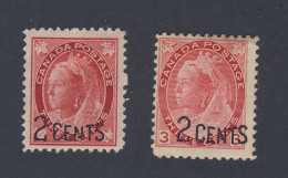 2x Canada Victoria Stamps #87/2c/3c ML & #88-2c/3c Numeral, MH GV = $50.00 - Neufs