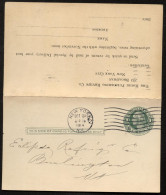UY6 Sep.3 Postal Card With Reply New York NY - Burlington UT 1914 Cat. $25.00 - 1901-20