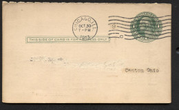 UY6m Message Postal Card Chicago IL - Cantin OH 1913 Cat. $5.50 - 1901-20