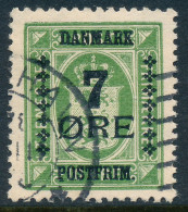 Denmark Danemark Danmark 1924: 7/10ø Green Provisional, VF Used, AFA 164 (DCDK00499) - Gebraucht