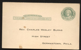 UY6r Return Postal Card Preprinted Germantown PA 1911 Cat. $11.50 - 1901-20