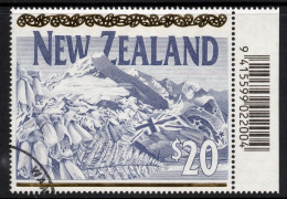 NEW ZEALAND 1994 DEFINITIVE $20.00  " MT COOK " SELVEDGE STAMP VFU. - Oblitérés