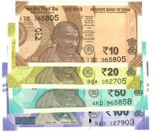 SET India 10, 20, 50 & 100 Rupees 2017-2022 UNC - Inde