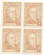 ARGENTINA YEAR 1935 PRESIDENT SARMIENTO  1C BROWN  BLOCK MATTE PAPER MH - Nuevos