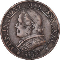 Monnaie, États Italiens, PAPAL STATES, Pius IX, Soldo, 5 Centesimi, 1867, Roma - Vatican