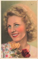 FANTAISIE - Femme - Femme Blonde - Portrait - Roses - Carte Postale Ancienne - Frauen