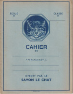 PROTEGE CAHIER ANCIEN  SAVON LE CHAT    VOIR VERSO - Protège-cahiers