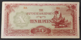 Burma (Ocupación Japonesa) – Billete De 10 Rupees – 1942/44 - Other - Asia