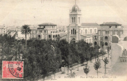 TUNISIE - Bizerte - Place De L'église Et Le Square - LL - Carte Postale Ancienne - Tunisie