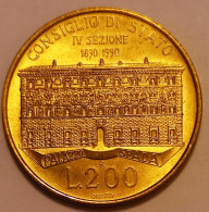 1990 - Italia 200 Lire Consiglio Di Stato   ------ - 200 Lire