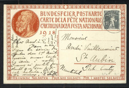 SUISSE Ca.1918: CP Ill. Entier De 5c De La Fête Nationale Suisse, Obl. CAD Solothurn (SO) Pour Nyon (VD) - Entiers Postaux