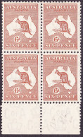 AUSTRALIA 1931 KGV 6d Chestnut, Kangaroo, Block Of 4 SG132 MNH With Bottom Gutter - Ungebraucht