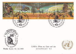 Nations Unies Vienne. Carte Postale 1993 YT 176-177-178-179 Oblitérés 1er Jour - Tarjetas – Máxima