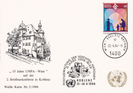 Nations Unies Vienne. Carte Postale 1994 YT 181 Oblitéré 1er Jour - Tarjetas – Máxima
