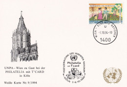 Nations Unies Vienne. Carte Postale 1994 YT 195 Oblitéré 1er Jour - Maximumkarten