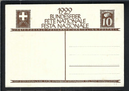 SUISSE Ca.1929: CP Ill. Entier De 10c De La Fête Nationale Suisse, Neuve - Entiers Postaux