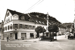ANGER, STYRIA, THALLER PENSION, ARCHITECTURE, MONUMENT, STATUE, CARS, AUSTRIA, POSTCARD - Anger