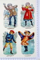 4 DECOUPIS... ENFANTS ...JEUX D' HIVER...H : 12 Cm; - Ragazzi