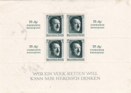 DEUTSCHES REICH  - WER EIN VOLK RETTEN WILL KANN NUR HEROISCH DENKEN - BLOCK VON 4 NEUEN BRIEFMARKEN. - Bloques