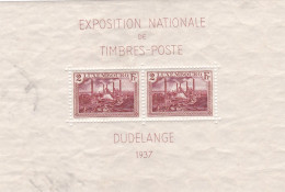 GRAND DUCHE DE LUXEMBOURG - BLOC DE 2 TIMBRES - DUDELANGE 1937 - EXPOSITION NATIONALE DE TIMBRES-POSTE. - Blocks & Sheetlets & Panes