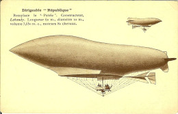 DIRIGEABLE REPUBLIQUE REMPLACE LE PATRIE CONSTRUCTEUR LEBAUDY LONGUEUR 60m DIAMETRE 10m VOLUME 3,650m MOTEURS 80 Ch - Zeppeline