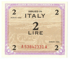 2 LIRE OCCUPAZIONE AMERICANA IN ITALIA MONOLINGUA FLC 1943 FDS-/FDS - Geallieerde Bezetting Tweede Wereldoorlog