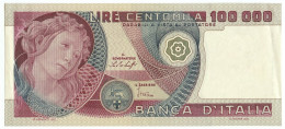 100000 LIRE BANCA D'ITALIA PRIMAVERA DI BOTTICELLI 20/06/1978 SUP- - Sonstige & Ohne Zuordnung