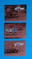 Timbre Or, République De GUINEE, 150 Frs, 6 Juin 1944, Débarquement, Dentelé Et Non Dentelé, LOT DE 3 TIMBRES OR - Guinee (1958-...)