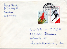 61804 - DDR - 1988 - 10Pfg Winterolympiade '88 MiF A Bf DRESDEN -> KAUNAS (UdSSR) - Storia Postale