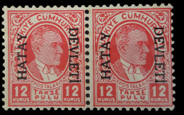 Alexandrette , Alexandretta, Hatay, Turkey  Surch. Stamp 12 Pi. Pair Rare MNH  ** - Ongebruikt