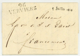 96 VERVIERS 5 Juillet 1813 Pour Francomont - 1792-1815: Conquered Departments