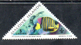 MALDIVES ISLANDS ISOLE MALDIVE BRITISH PROTECTORATE 1963 REGAL ANGEL FISH SULTAN'S CREST SKIN DIVER ANGELFISH 5L MNH - Maldivas (...-1965)