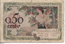 Billet De 50 Centimes De La Chambre De Commerce De Nice, 1920 - Chambre De Commerce