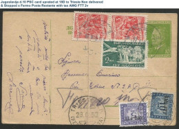 Jugoslavija D.10 PSC Card Uprated At 18D To Trieste Non Delivered & Stopped X Fermo Posta Restante With Tax AMG FTT 2v - Lettres & Documents