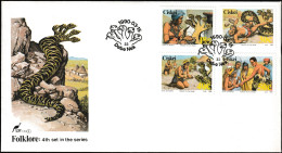 Ciskei 1990 Y&T 166 à 169 Sur FDC. La Légende De Cinq Têtes. Serpent, Femme Seins Nus - Serpenti