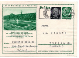 61853 - Deutsches Reich - 1938 - 5Pfg Hindenburg GABildKte "Bad Duerrenberg" M ZusFrankatur HALLE - ... -> Wurzen - Lettres & Documents