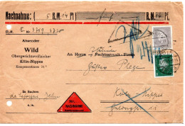 61894 - Deutsches Reich - 1930 - 20Pfg Ebert MiF A OrtsNN-Bf KOELN, Aktenlochung Li - Storia Postale