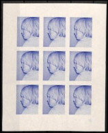 1979 UNIQUE PROOF International Children's Day Sheet Of Nine WITH NO GOLDEN PRINT MNH - Non Dentellati, Prove E Varietà