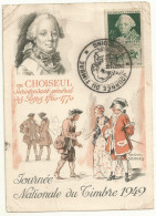 FDC JOURNEE DU TIMBRE 1949 TP N° 828  COTE 27 EUROS  ETAT MOYEN (pliures Dans Les Coins). - ....-1949