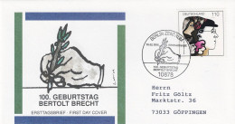 Deutschland Germany Allemagne - 100. Geb. Brecht (MiNr: 1972) 1998 - Illustrierter FDC Gelaufen - 1991-2000