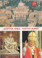 CARTOLINA  CITTA DEL VATICANO-VEDUTA DI CASTEL SANT'ANGELO E SAN PIETRO-PAPA GIOVANNI PAOLO II-PIETA-NON VIAGGIATA - Vatican
