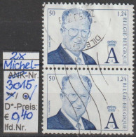 2000 - BELGIEN - FM/DM "König Albert II." 50 Fr / € 1,24 Dkl'violettblau  - 2x O Gestempelt - S.Scan (3015o X2 Be) - 1993-2013 König Albert II (MVTM)