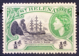 St Helena 1953 Mint No Gum, Queen Elizabeth II, Badge Of The Colony, Ship - Saint Helena Island