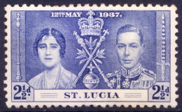 St. Lucia 1937 Mint No Gum, King George VI & Queen Elizabeth, Coronation - St.Lucie (1979-...)