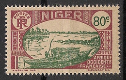 NIGER - 1926 - N° YT. 44 - Embarcation 80c - Neuf Luxe ** / MNH / Postfrisch - Unused Stamps