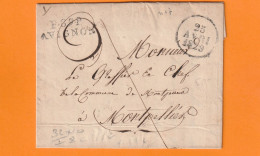 1829 - Marque Postale P89P AVIGNON Sur Lettre Pliée De 2 Pages Vers MONTPELLIER  - Dateur Au Départ Et En Arrivée - 1801-1848: Precursori XIX