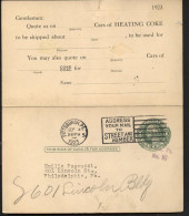 UY7 Sep.1 Postal Card With Reply Pittsburgh PA - Philadelphia PA 1922 - 1901-20