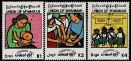 MYANMAR 1996 Mi 335-337 50th ANNIVERSARY OF UNICEF MINT STAMPS ** - Myanmar (Birmanie 1948-...)