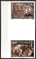 1998 Hilandar Imperforated In SE-TENANT Pair Value 2.00 And 5.00 D With An Empty Field . MNH - Non Dentellati, Prove E Varietà
