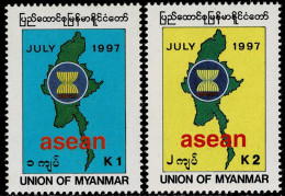 MYANMAR 1997 Mi 338-339 30th ANNIVERSARY OF ASEAN MINT STAMPS ** - Myanmar (Birmanie 1948-...)